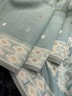 Pallavi (Muga - Jamdani) - Sky blue - Image 2