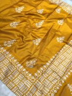 Block printed Raw silk - Yellow
