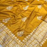 Block printed Raw silk - Yellow