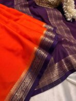 Mangala Varnam (Mysore crepe silk) - Rust Orange - Image 3