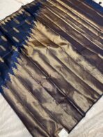 Athmika (Raw tissue silk) - Navy blue - Image 2
