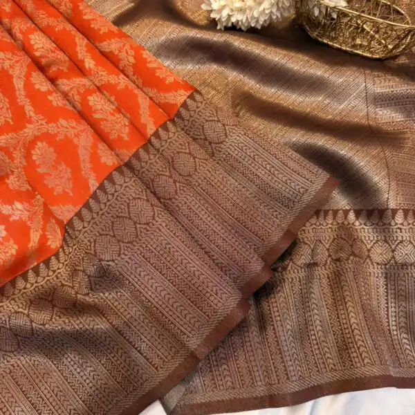 Manjari (Semi silk) - Rust Orange