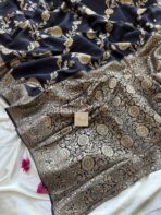 Sindhooram (Viscose Raw silk) - Navy - Image 5