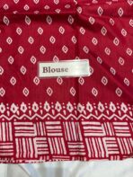 Block printed Raw silk - Red - Image 5