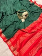 Mangala Varnam (Mysore crepe silk) - Emerald green - Image 7