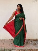 Mangala Varnam (Mysore crepe silk) - Emerald green - Image 4