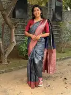 Sundhari (Semi silk) - Navy blue