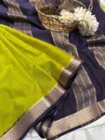 Mangala Varnam (Mysore crepe silk) - Parrot green - Image 2