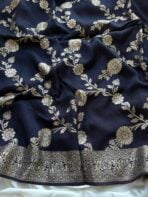 Sindhooram (Viscose Raw silk) - Navy - Image 4