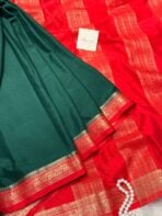 Mangala Varnam (Mysore crepe silk) - Emerald green - Image 5