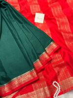 Mangala Varnam (Mysore crepe silk) - Emerald green - Image 5