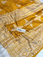 Block printed Raw silk - Yellow - Image 4
