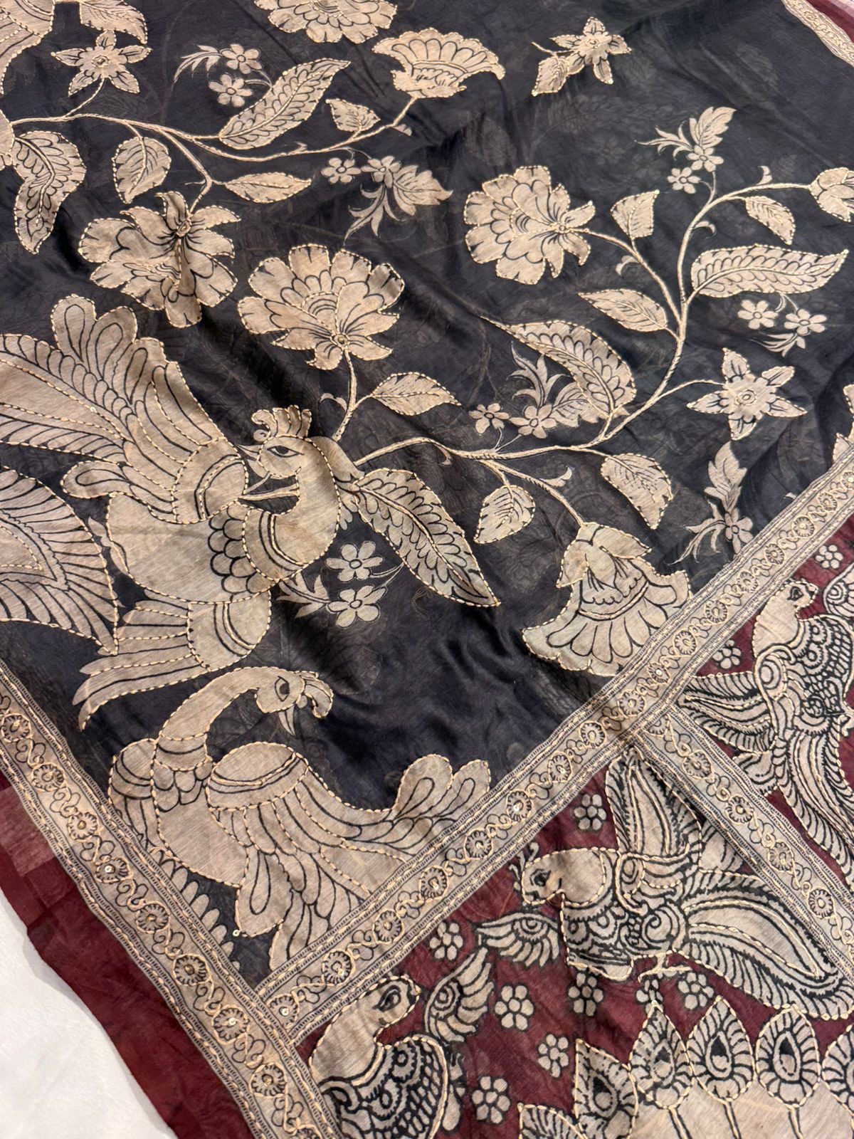 eb679624-3943-4739-811b-5c7dbc1fb1b5 Vinmaya (Chanderi cotton) - Black - Image 1