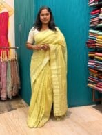 Pallavi (Muga - Jamdani) - Lemon green