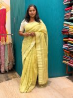 Pallavi (Muga - Jamdani) - Lemon green