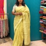 Pallavi (Muga - Jamdani) - Lemon green