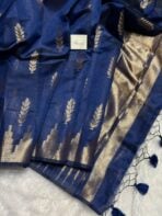 Athmika (Raw tissue silk) - Navy blue