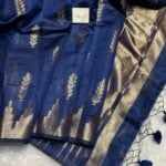 Athmika (Raw tissue silk) - Navy blue