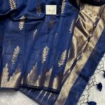 Athmika (Raw tissue silk) - Navy blue