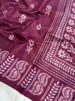 Block printed Raw silk - Wine