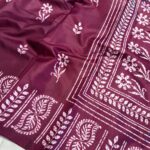 Block printed Raw silk - Wine