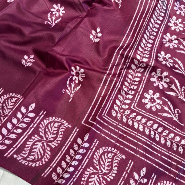 Block printed Raw silk - Wine