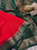 Mangala Varnam (Mysore crepe silk) - Vermilion red - Image 2