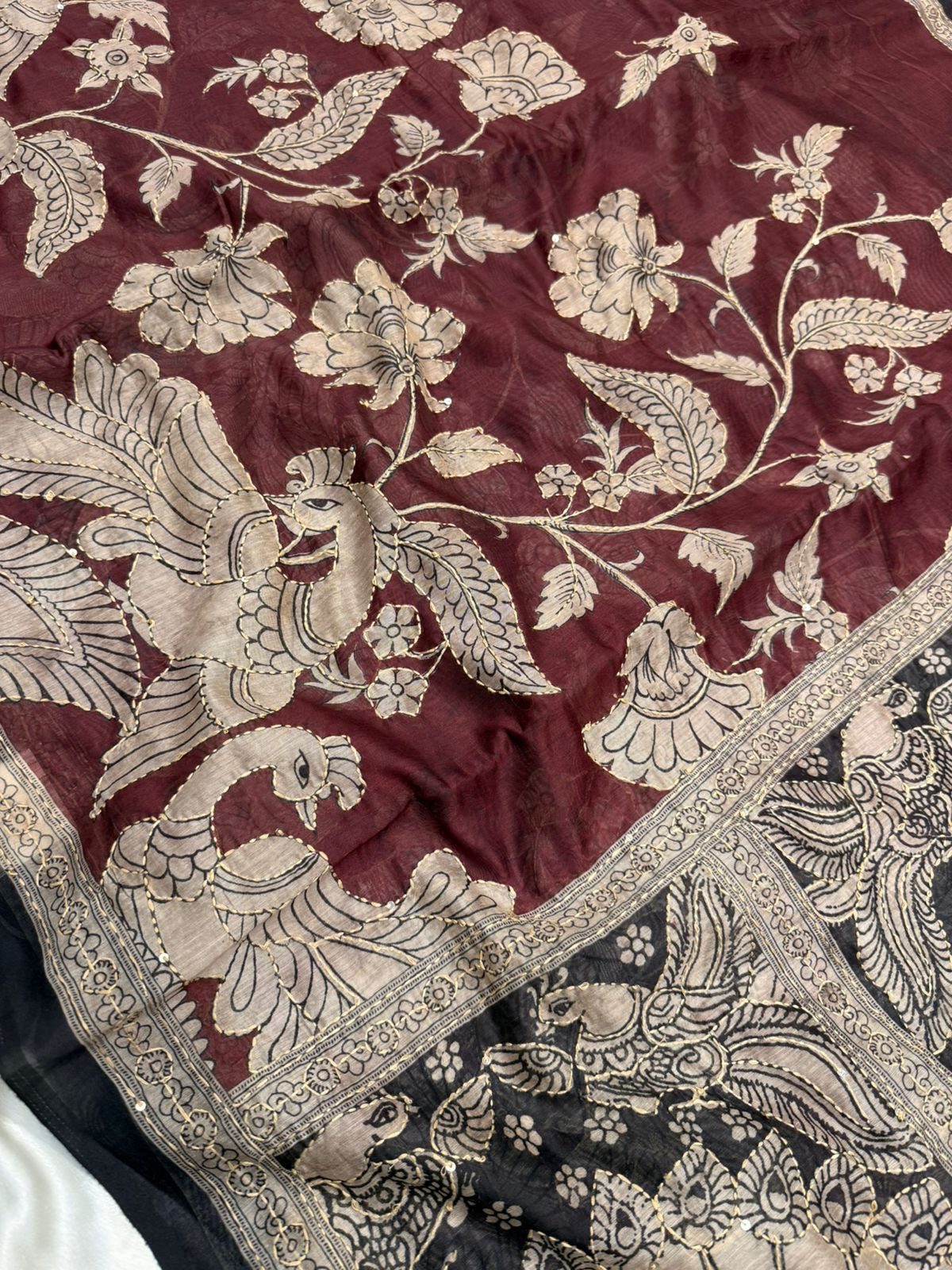 f863d69c-2836-49c0-8045-bcf6b7e69fe1 Vinmaya (Chanderi cotton) - Maroon - Image 1