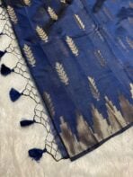 Athmika (Raw tissue silk) - Navy blue - Image 4