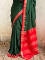 Mangala Varnam (Mysore crepe silk) - Emerald green - Image 3