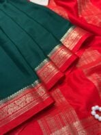 Mangala Varnam (Mysore crepe silk) - Emerald green - Image 6