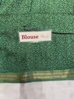 Jessi (Bandini Mul chanderi saree) - Slate grey & Green - Image 4