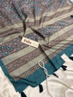 Vanvriti (Semi Tussar) - Teal green - Image 3