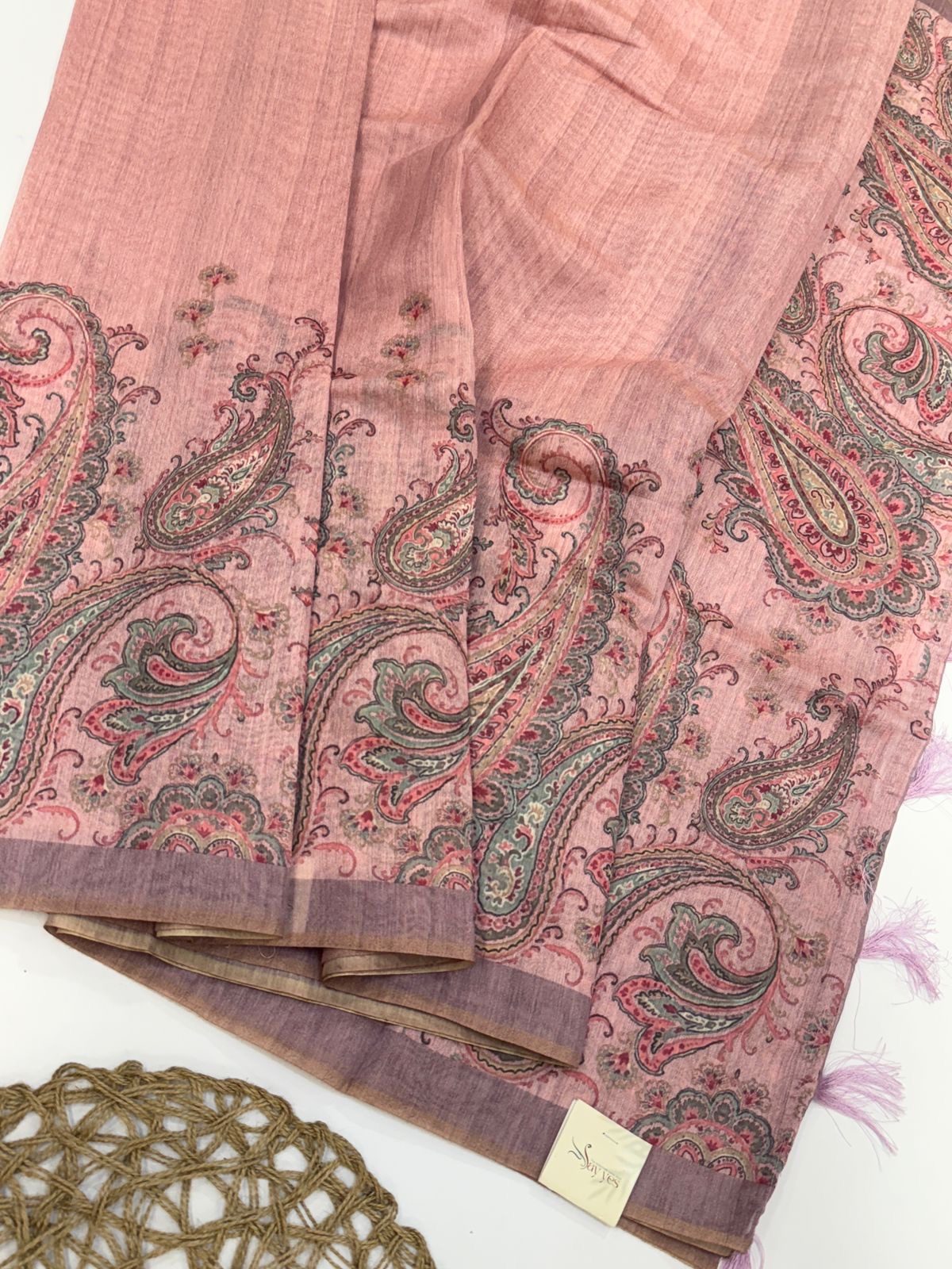 2da606c4-2650-4b88-b83d-34b4a558ae69 Rinita (Printed Chanderi) - Dusty rose - Image 1