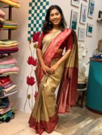 Lakshmi (Semi silk) - Gold Ivory