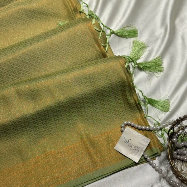 Banarasi soft silk in Pista green