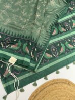 Agalya (Tussar) - Dusty emerald