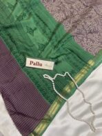 Jessi (Bandini Mul chanderi saree) - Slate grey & Green - Image 3