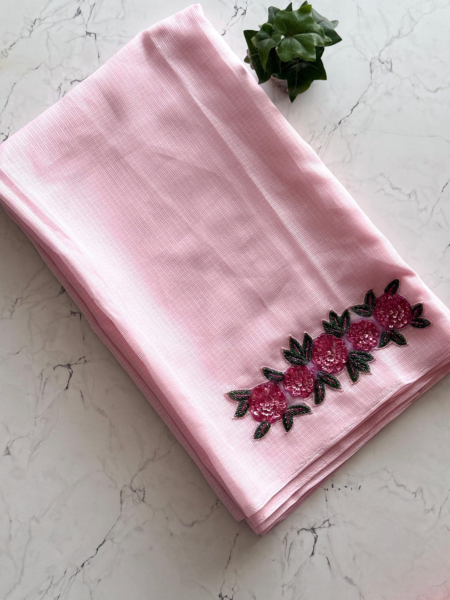 51323c94-e5ec-4bf4-9db3-7638e71920e1 Day dream (Embroidered Kota) - Baby pink - Image 1