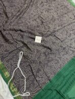 Jessi (Bandini Mul chanderi saree) - Slate grey & Green - Image 2
