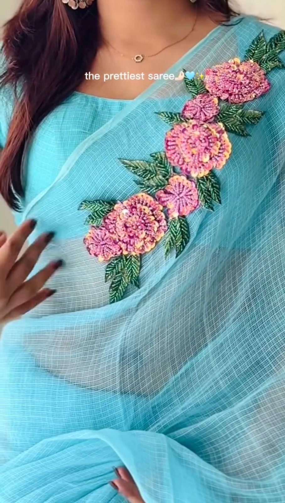 73fb2aa2-866e-4837-8a35-ac2843f84f2f Day dream (Embroidered Kota) - Baby blue - Image 1