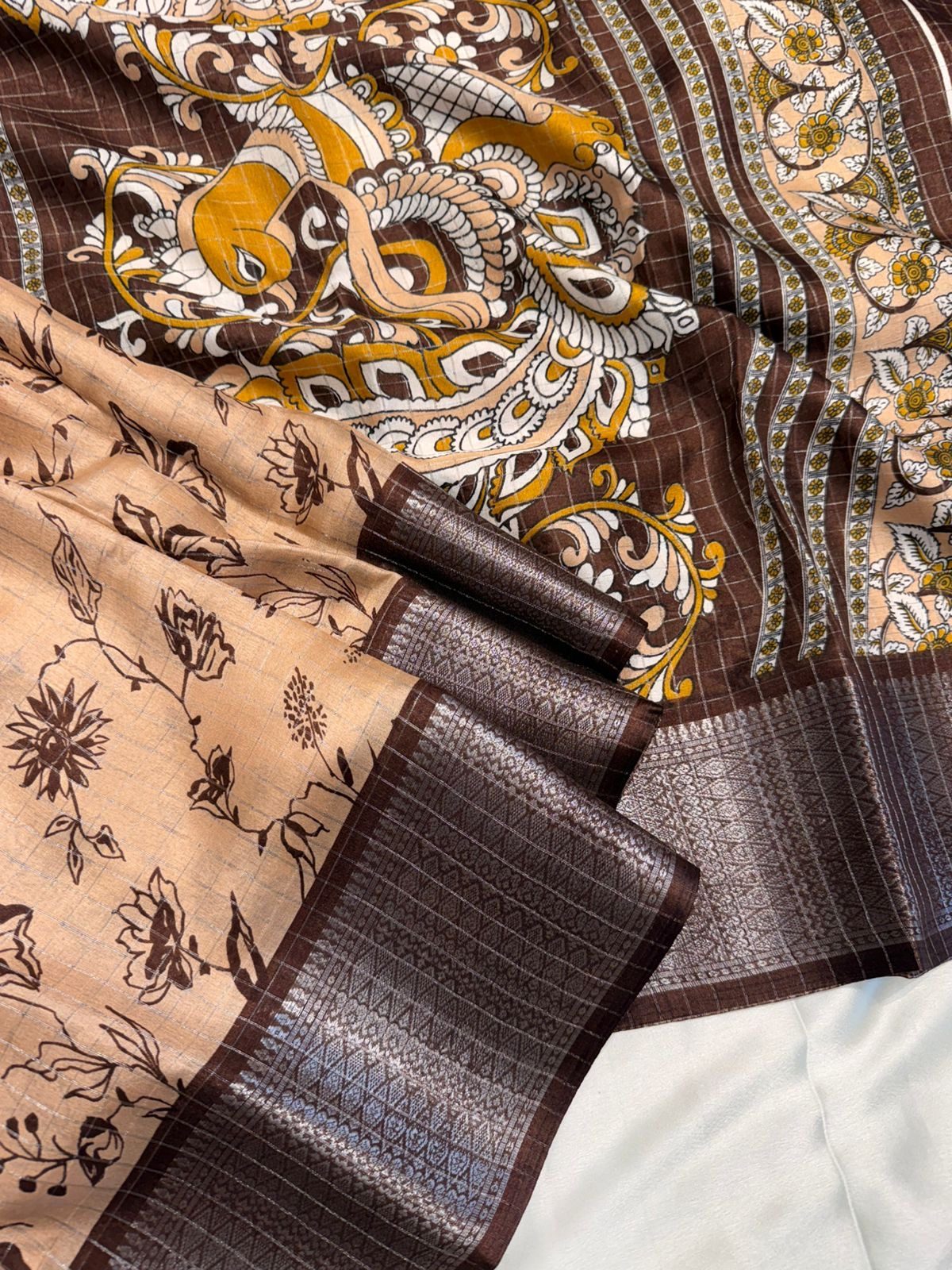 823de4e0-8175-4ce0-b5f5-0faeebd41dbf Smrithi (Dola silk) - Coffee brown - Image 1