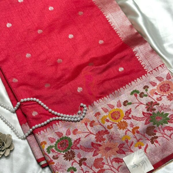Aaradhana (Paithani Heritage silk) - Tomato Pink