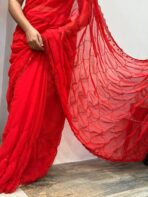 Zareen (Designer Georgette) - Red - Image 10