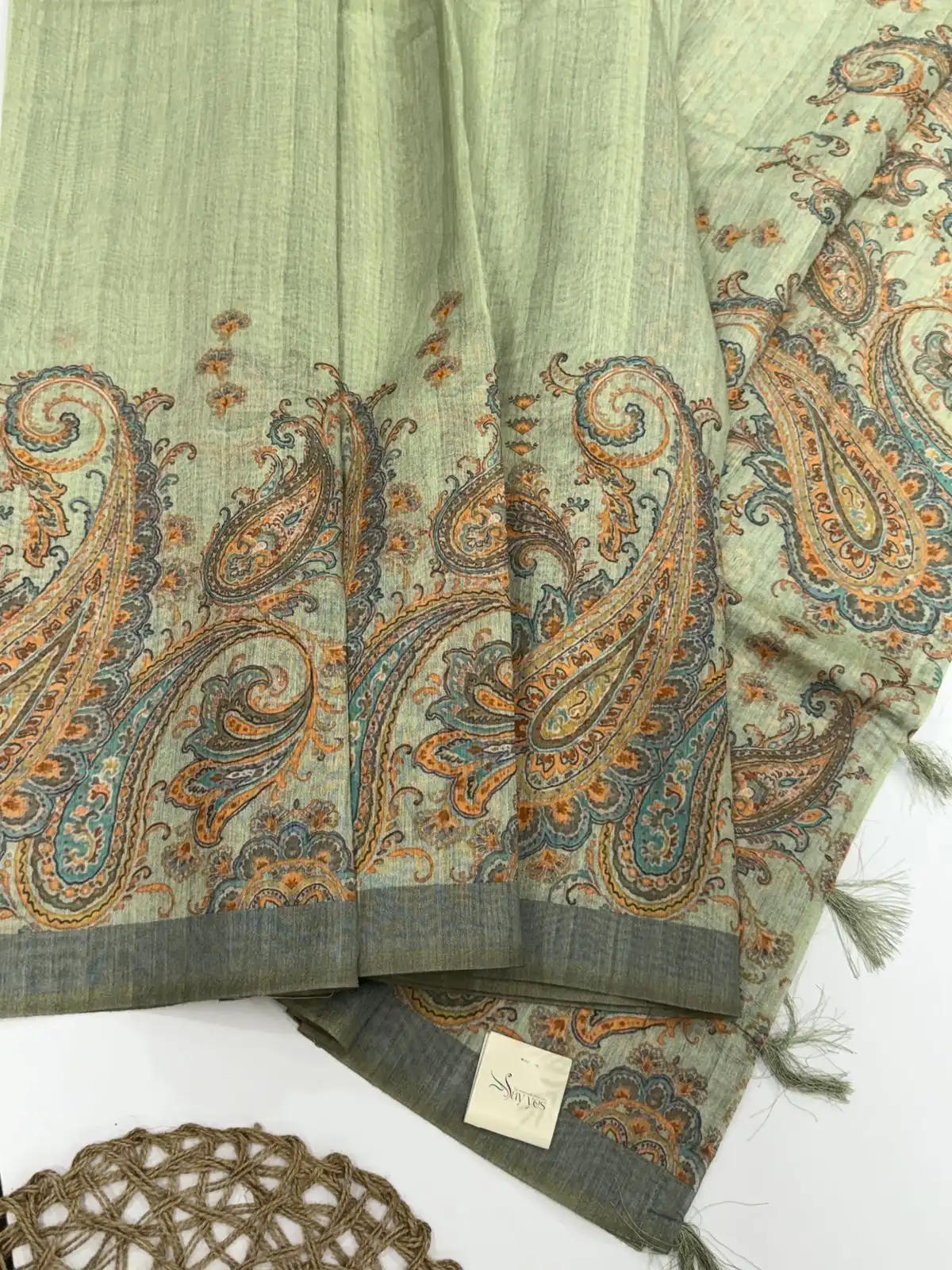 9f26a220-592a-47fe-86de-c6c8ddc06c15 Rinita (Printed Chanderi) - Pastel green - Image 1