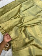 Kanikha (Banarasi soft silk) - Golden Olive - Image 3