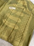 Kanikha (Banarasi soft silk) - Golden Olive - Image 5