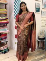 Manjari (Semi silk) - Burnt coffee brown