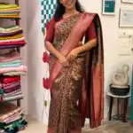 Manjari (Semi silk) - Burnt coffee brown