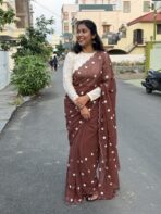 Retro (Embroidered georgette) - Brown